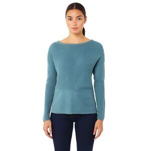 J. Jill Women's blue knit crewneck sweater Size S preppy mature casual boxy